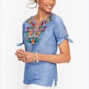 Embroidered Linen Popover | Talbots size 2x